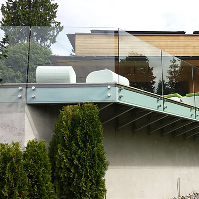 Villa Outdoor Terrace Patch Fitting Glass Railing With None Handrail