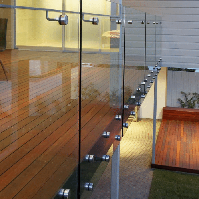 Modern Outdoor Terrace Patch Fitting Glass Railing With None Handrail