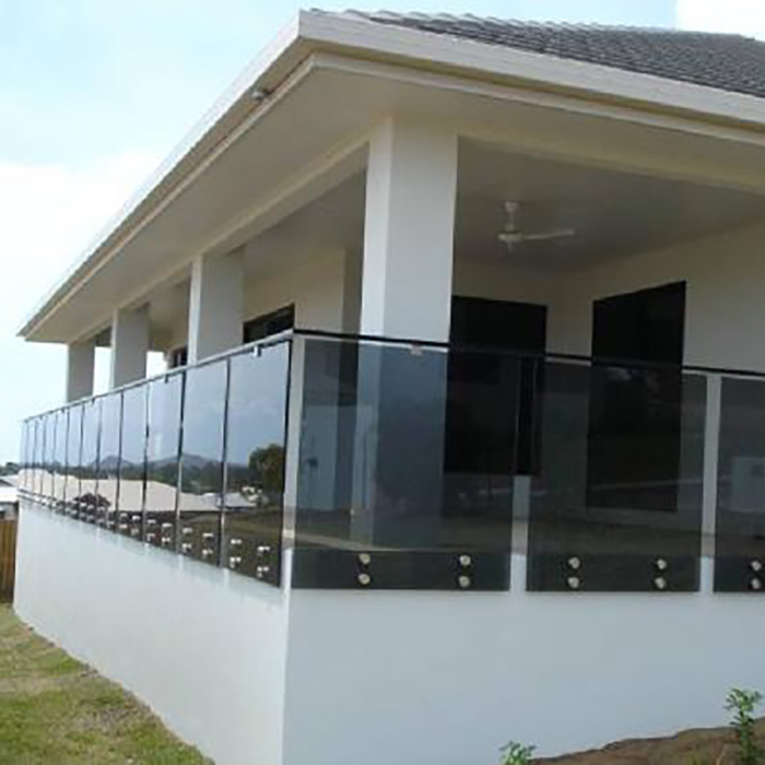 Residential Balcony Patch Fitting Glass Railing With Stainless steel Handrail