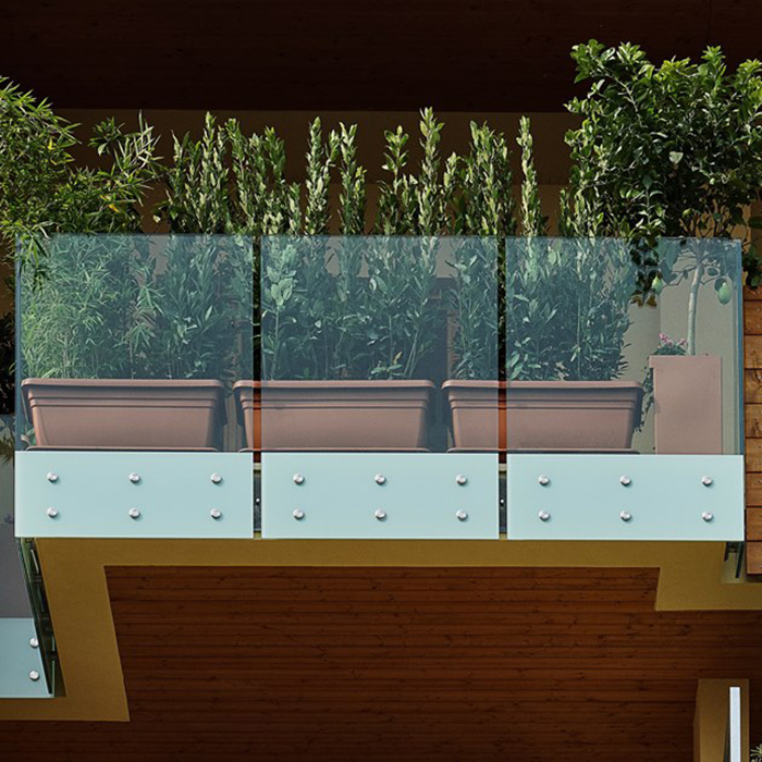 Apartment Balcony Patch Fitting Glass Railing With None Handrail