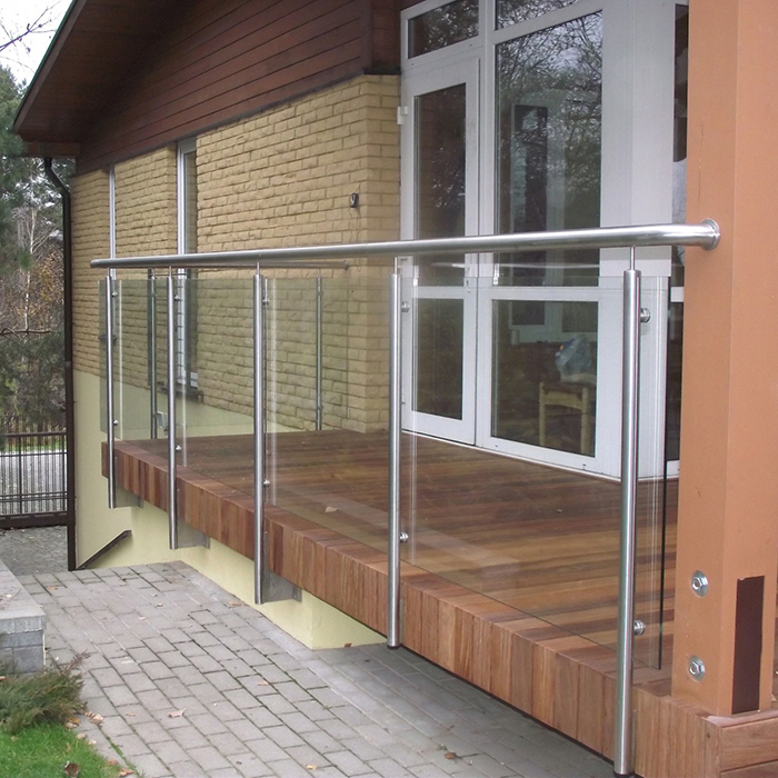 Modern Outdoor Baluster Glass Railing With Stainless Steel Handrail Balcony Glass Railing