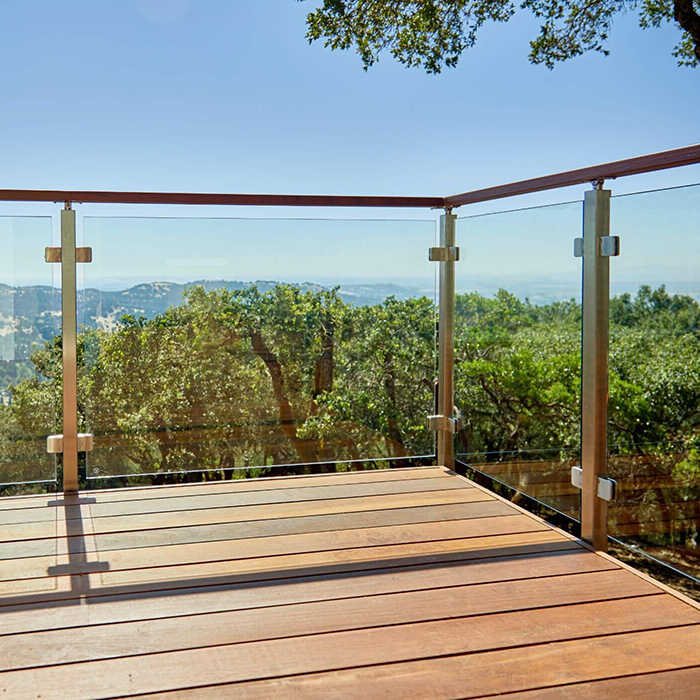Modern Outdoor Square Tube Baluster Glass Railing Use Side Mounting
