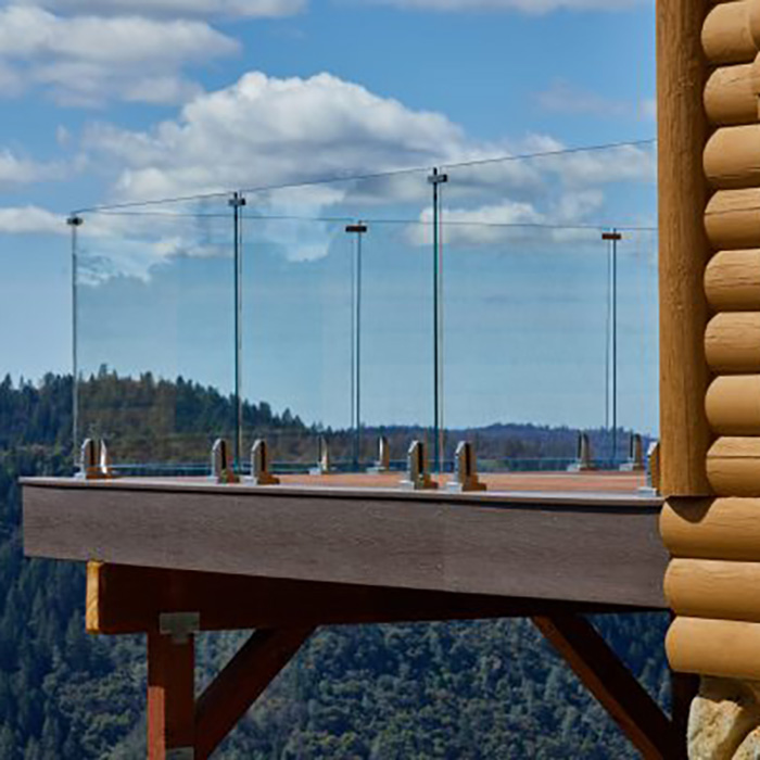 Outdoor Park Observation Deck Spigot Glass Railing Use Tempered Glass