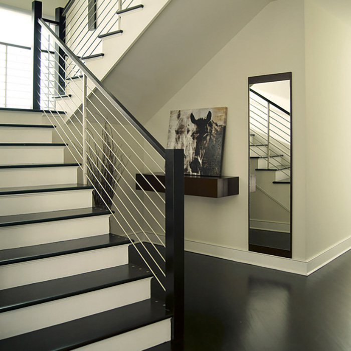 Residence Indoor Stairs Cable Railing Column&Handrails Integration Design