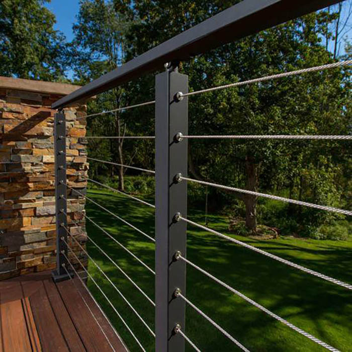 Outdoor Cable Railing Column And Handrails Are Connected By Connectors