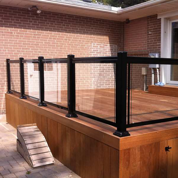 Outdoor Aluminum Posted Tempered Glass Railing Aluminum Alloy Frame And Glass Panel Railing Design