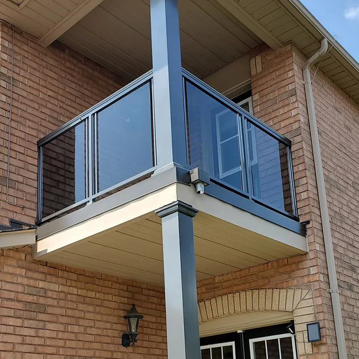 External Small Balcony Aluminum Alloy Frame Baluster Tempered Glass Railing