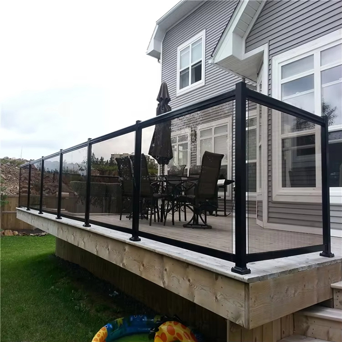 Hot Sale External Courtyard Aluminum Alloy Frame Glass Panel Railing Custom