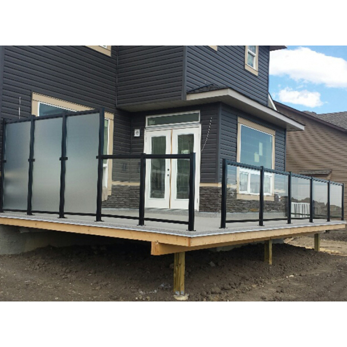 Outdoor Courtyard Aluminum Baluster Glass Railing Use Frosted glass And Transparent Glass