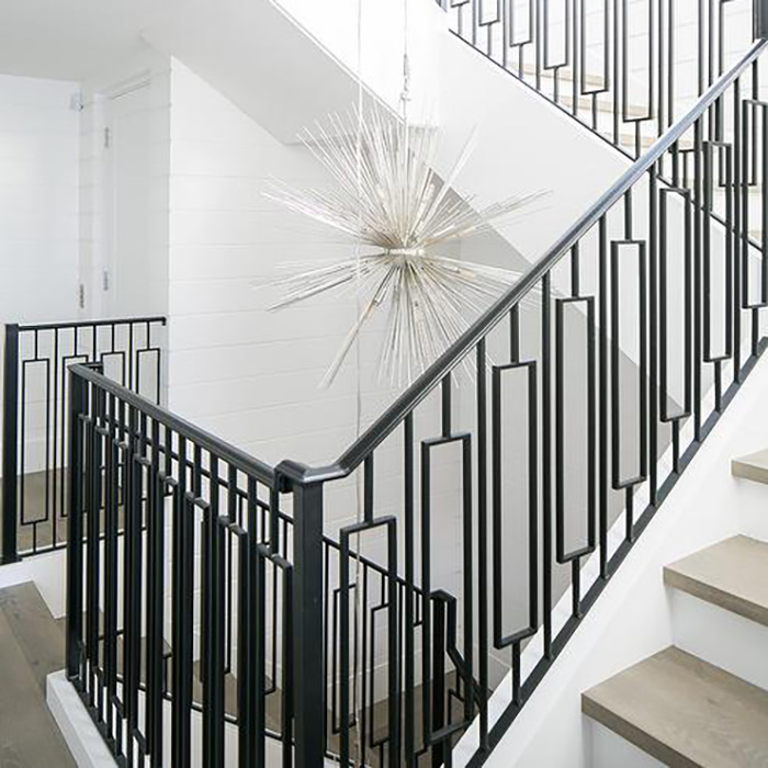 Residence Indoor Staircase Wrought Iron Railing Design Balustrades Shape