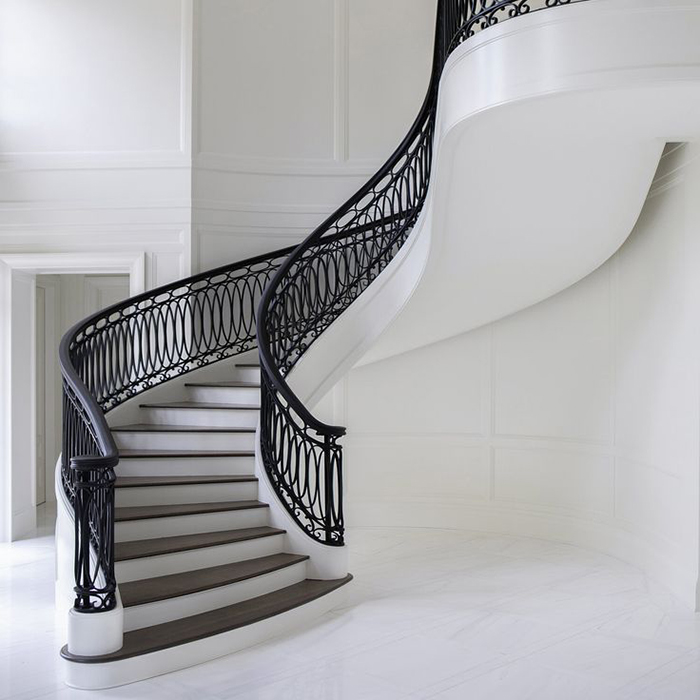 Australian Style Exquisite Curved Stairs Wrought Iron Guardrail Customized