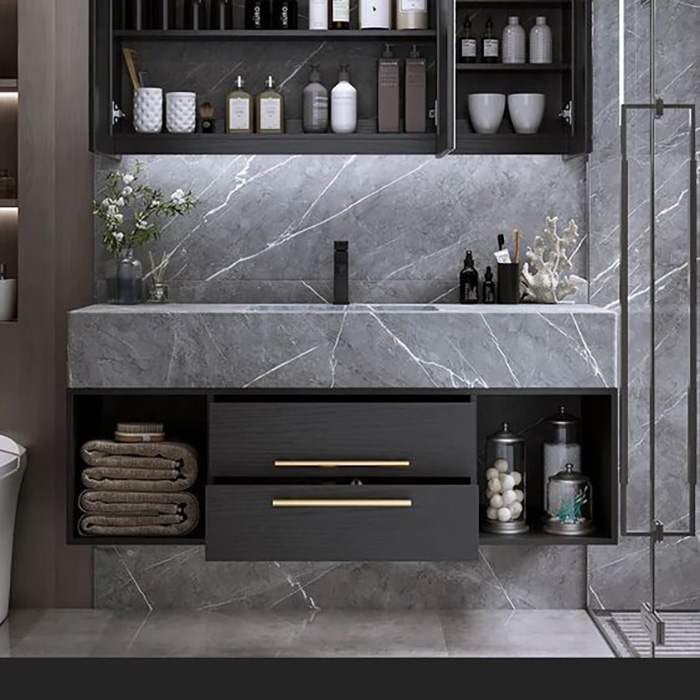 High End Bathroom Vanity Use Marble Countertop With Single Sink