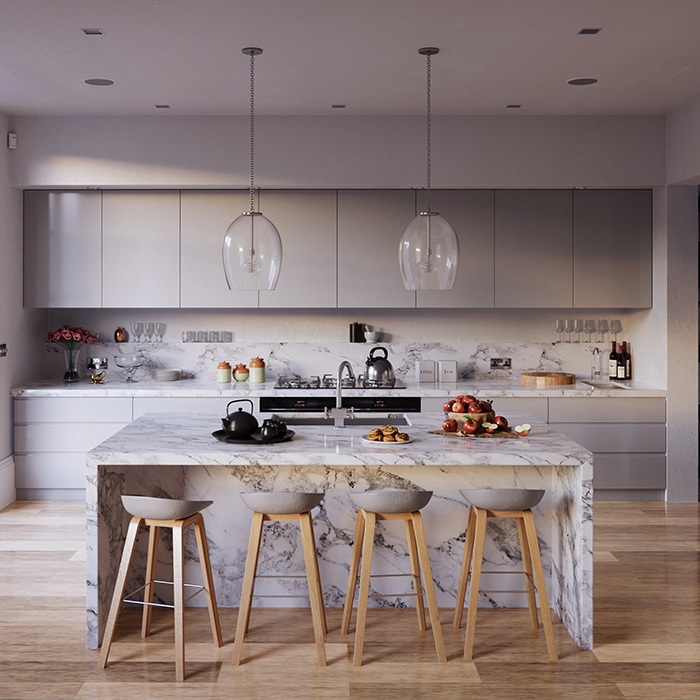 Minimalist Style Solid Wood Kitchen Cabinet Shaker Doors With Islands