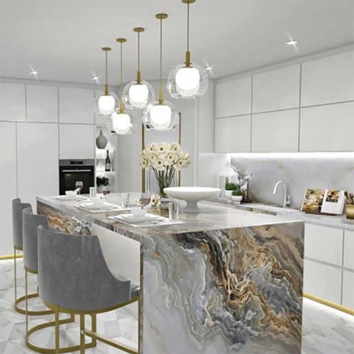 Villa Luxury Kitchen Cabinet Custom Marble Kitchen Cabinet