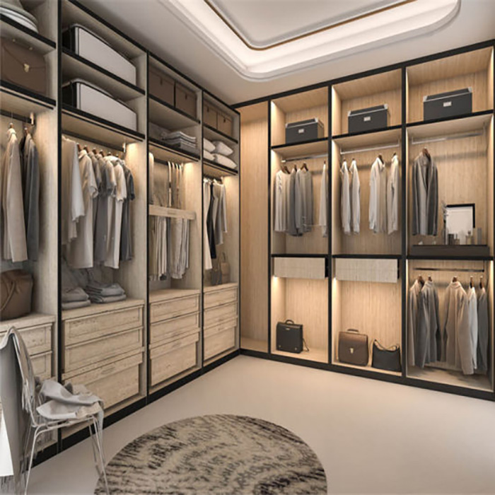 Cloakroom Furniture Wooden Closet Open Wardrobes With Lights