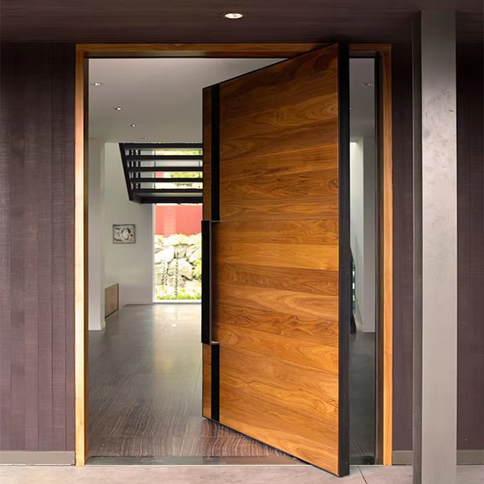 Modern Design Oak Wood Pivot Door Entrance Wooden Door for Residential House