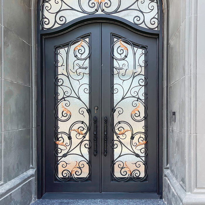 European Villa Retro Wrought Iron Doors Luxury Exterior Main Entry Wrought Iron Doors