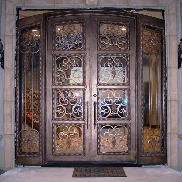 High Quality Main Entry Steel Security Door Villa European Retro Wrought Iron Door