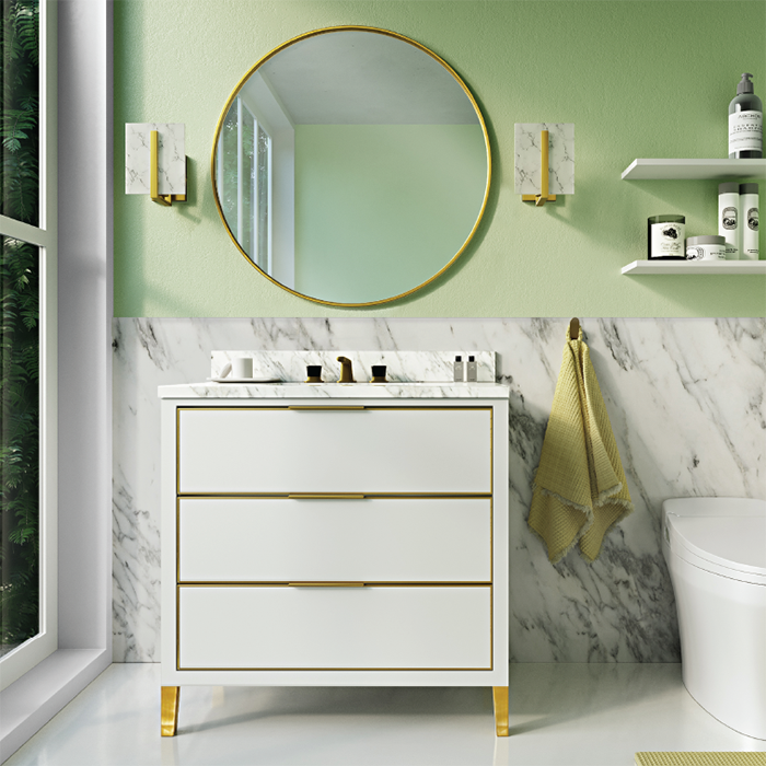 Residential High Quality Bathroom Vanity With Round Mirror