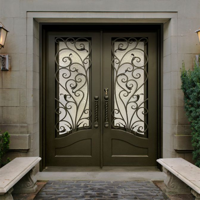 Villa Exterior Main Entry Steel Security Door European Retro Wrought Iron Door